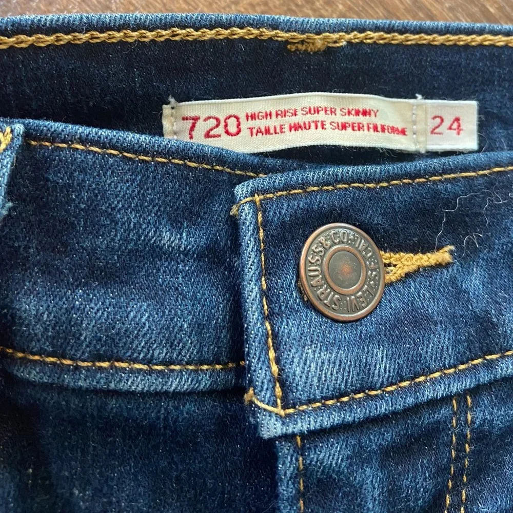 Levi's 720 High Rise Super Skinny - Size 24 - Picture 5 of 8